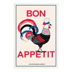 Torchon Bon appétit écru Winkler, motif imprimé