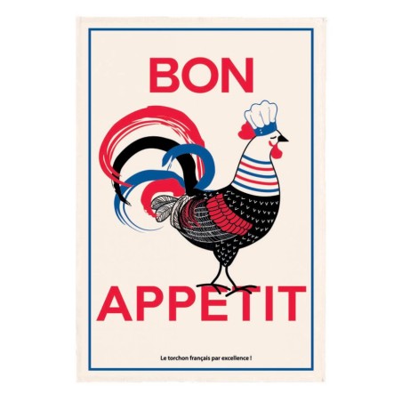 Torchon Bon appétit écru Winkler, motif imprimé