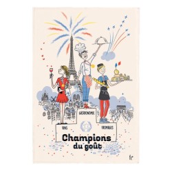 Torchon Les champions du goût écru Winkler, motif imprimé