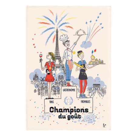 Torchon Les champions du goût écru Winkler, motif imprimé