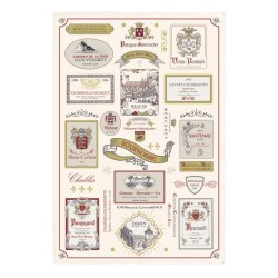 Torchon Multi-étiquettes Bourgogne écru Winkler, motif imprimé