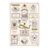 Torchon Multi-étiquettes Bourgogne écru Winkler, motif imprimé