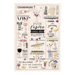 Torchon Verres et apéros écru Winkler, motif imprimé
