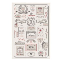 Torchon Étiquettes de vins écru Winkler, motif imprimé