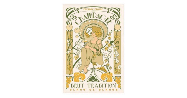 Torchon Champagne Art nouveau écru Winkler, motif imprimé