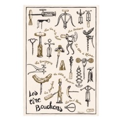 Torchon Les Tire-Bouchons écru Winkler, motif imprimé