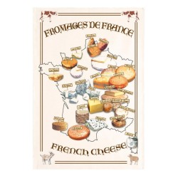 Torchon Carte des fromages écru Winkler, motif imprimé