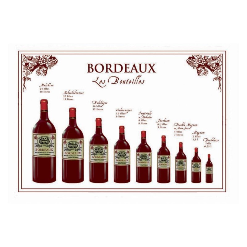 Torchon Bouteilles de Bordeaux blanc 72 × 48 cm - Winkler