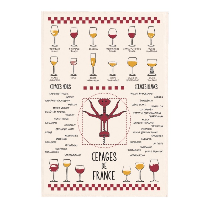Torchon Vins et cépages écru 48 × 72 cm - Winkler