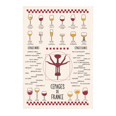 Torchon Vins et cépages écru 48 × 72 cm - Winkler