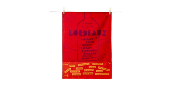 Torchon Vins de Bordeaux rouge 50 × 70 cm - Moutet