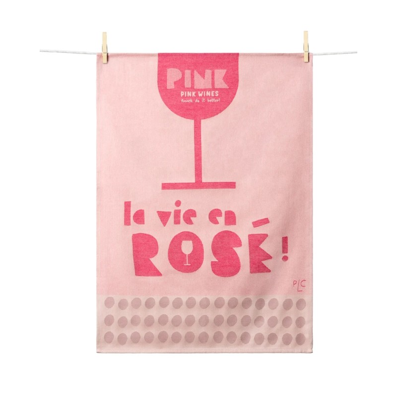 Torchon La Vie en Rosé 50 × 70 cm - Moutet
