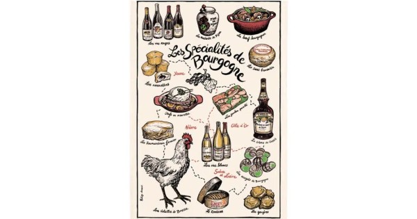 Torchon Spécialités de Bourgogne écru 48 × 72 cm - Winkler