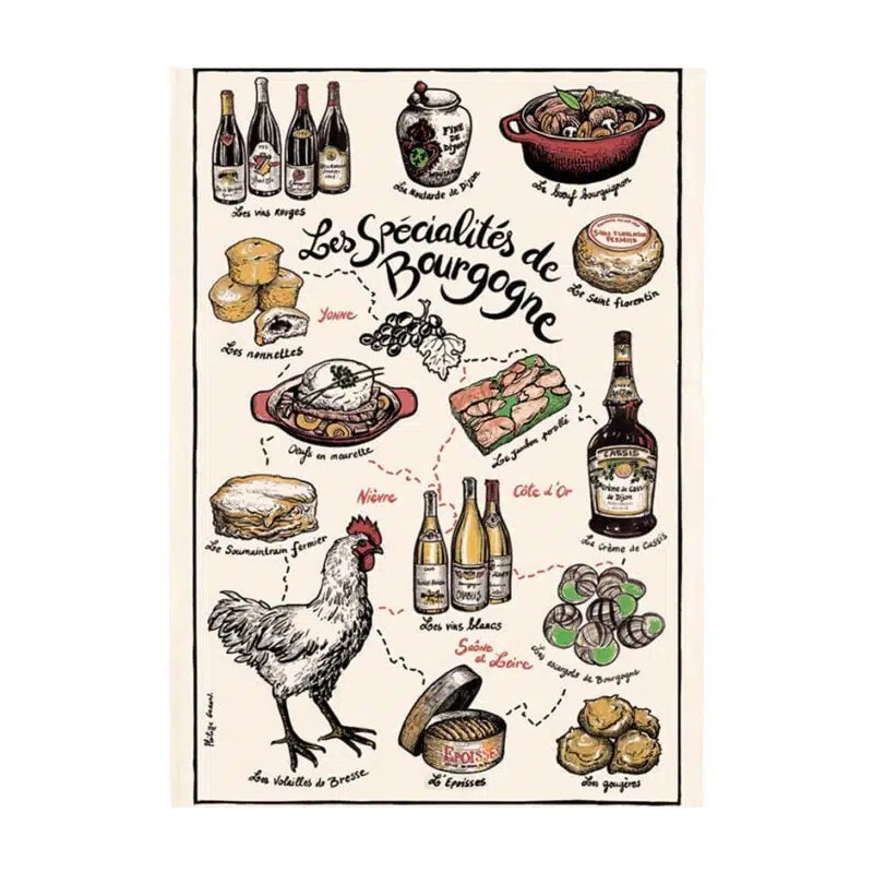 Torchon Spécialités de Bourgogne écru 48 × 72 cm - Winkler