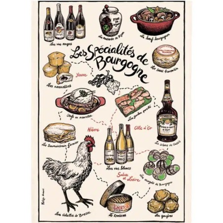 Torchon Spécialités de Bourgogne écru 48 × 72 cm - Winkler