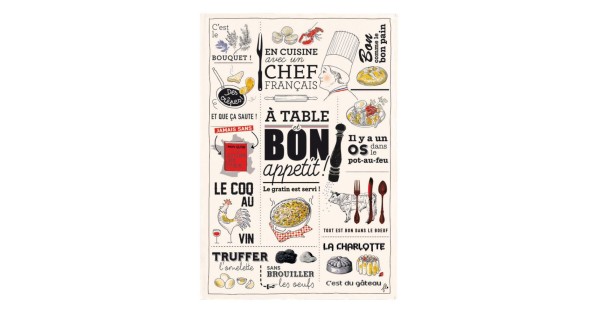 Torchon Cuisine française écru 48 × 72 cm - Winkler