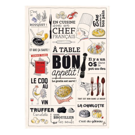 Torchon Cuisine française écru 48 × 72 cm - Winkler
