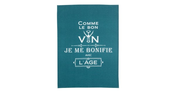 Torchon Je me bonifie avec l’âge bleu paon – Winkler