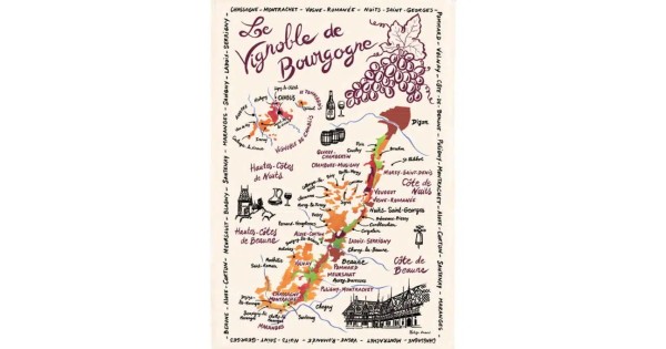 Torchon Le Vignoble de Bourgogne écru 48 × 72 cm - Winkler