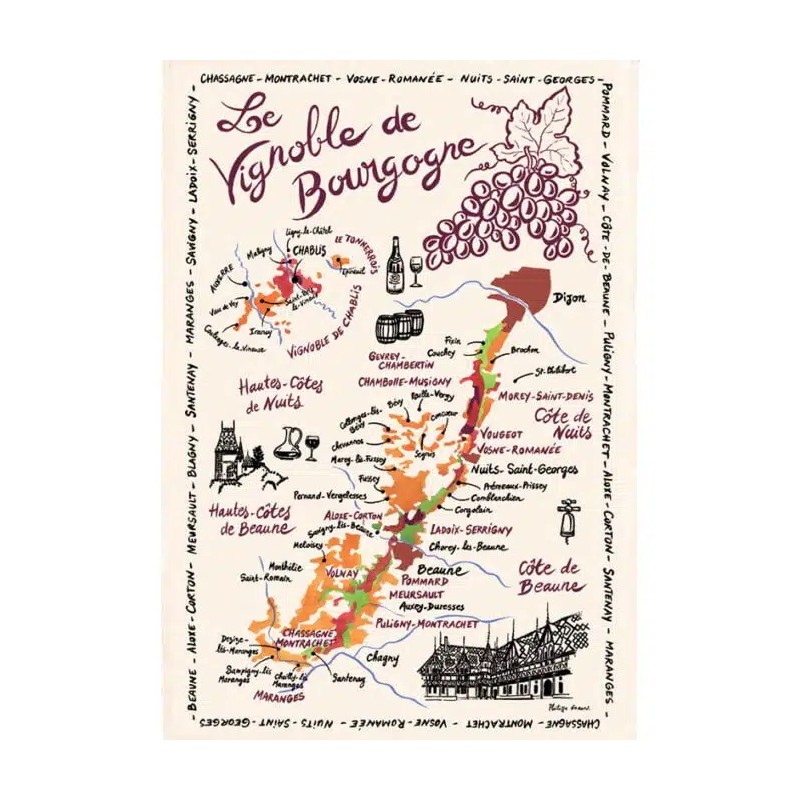 Torchon Le Vignoble de Bourgogne écru 48 × 72 cm - Winkler