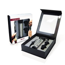Coffret à vin Vin Bouquet ouvert avec sommelier, pompe à vide et deux bouchons