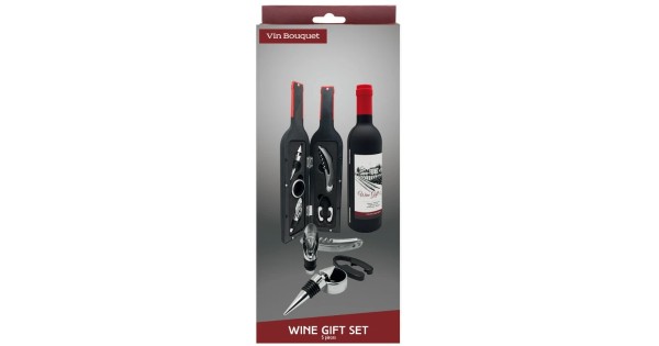 Emballage du coffret à vin bouteille cinq accessoires Vin Bouquet