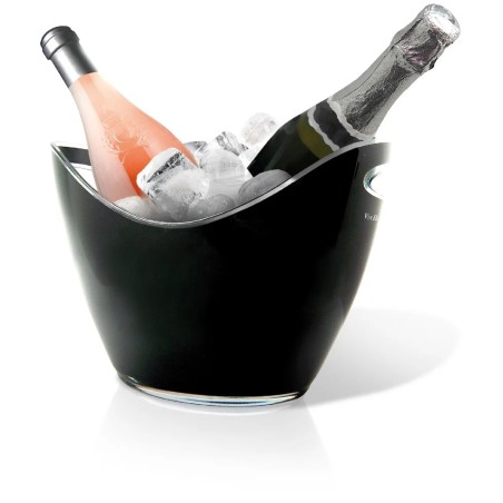 Vasque noire Vin Bouquet avec deux bouteilles dans la glace