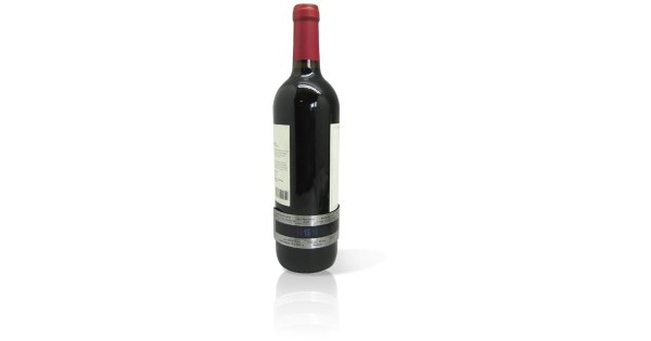 Bracelet thermomètre Vin Bouquet installé sur une bouteille de vin