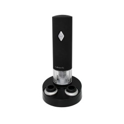Pompe à vide électrique noire Vin Bouquet avec base et deux bouchons