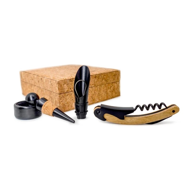 Coffret à vin en liège Vin Bouquet et ses quatre accessoires