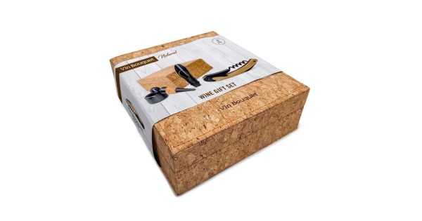 Présentation du coffret à vin en liège Vin Bouquet dans son emballage