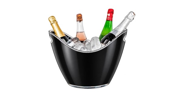 Vasque noire Vin Bouquet avec bouteilles et glace