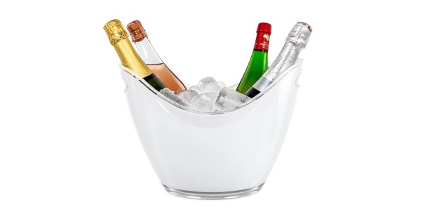 Vasque blanche Vin Bouquet avec bouteilles et glaçons