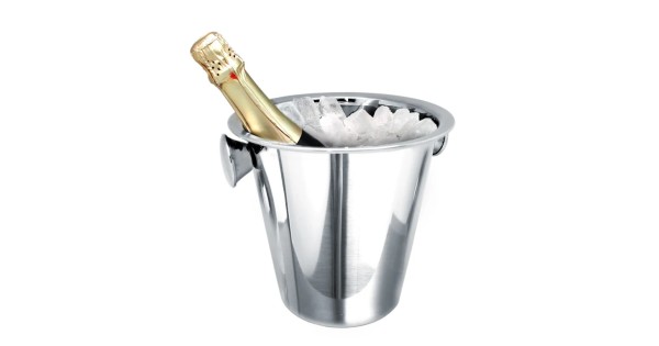 Seau à champagne Vin Bouquet en inox avec bouteille et glaçons
