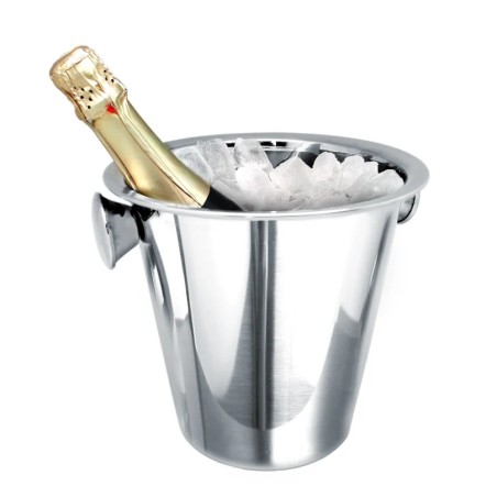 Seau à champagne Vin Bouquet en inox avec bouteille et glaçons