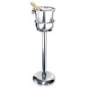 Ensemble du support Vin Bouquet et du seau inox, vue de trois quarts