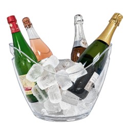 Grande vasque transparente Vin Bouquet avec bouteilles et glaçons