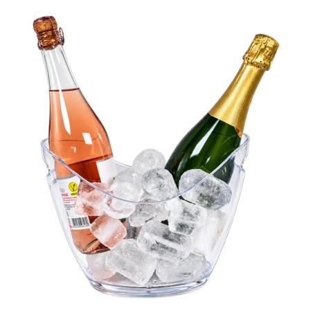 Vasque transparente Vin Bouquet avec deux bouteilles et des glaçons