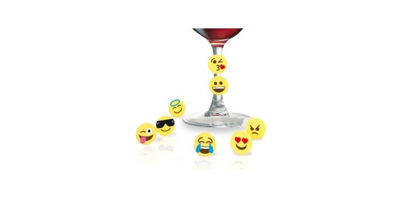Marque-verres Emojis Vin Bouquet autour d’un verre à pied