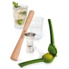 Accessoires du coffret Mojito Vin Bouquet avec presse-citron, doseur, pilon et verres