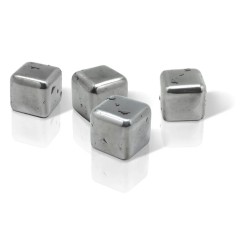 Quatre glaçons réutilisables en inox Vin Bouquet aux angles arrondis