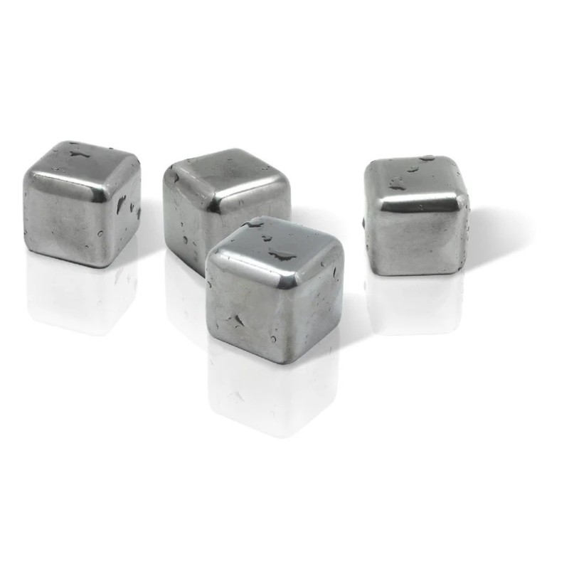 Quatre glaçons réutilisables en inox Vin Bouquet aux angles arrondis