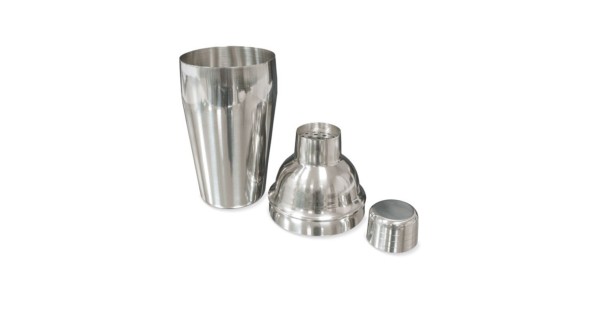 Trois pièces du shaker Vin Bouquet : récipient, couvercle filtrant et bouchon