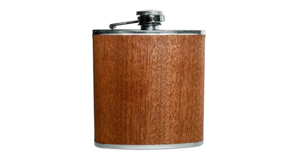 Flasque Vin Bouquet de 18 cl en inox à décor bois