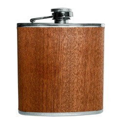 Flasque Vin Bouquet de 18 cl en inox à décor bois