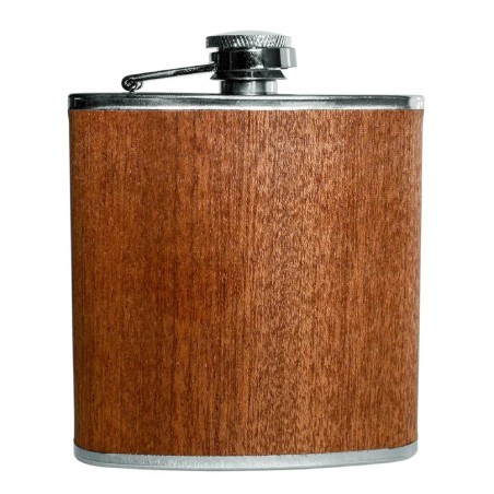 Flasque Vin Bouquet de 18 cl en inox à décor bois