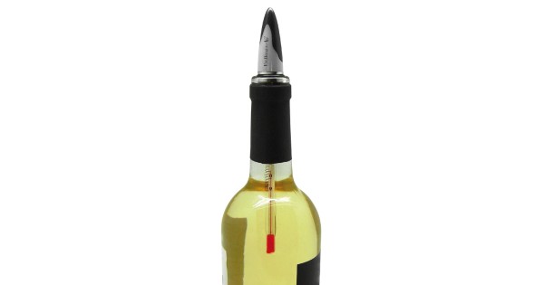Thermomètre analogique Vin Bouquet introduit dans le goulot d’une bouteille