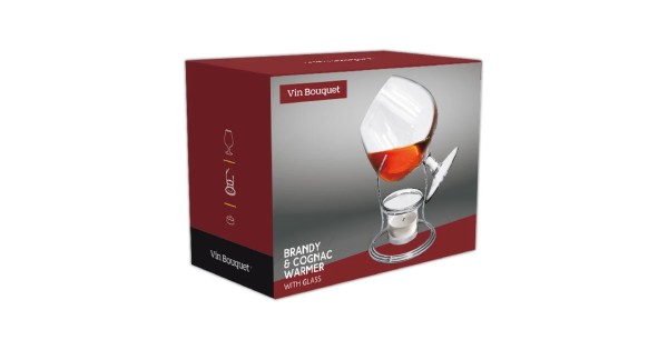 Emballage du support chauffe-cognac Vin Bouquet, verre et bougie non fournis