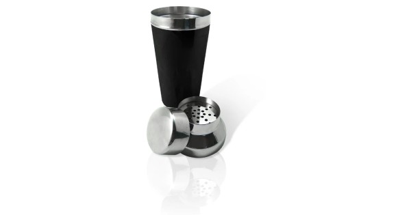 Shaker noir Vin Bouquet démonté en trois pièces, avec filtre et bouchon