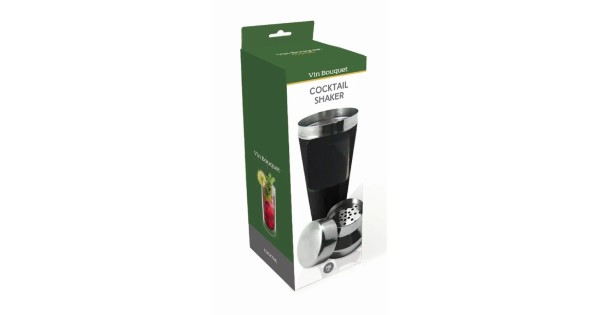 Shaker inox et caoutchouc noir 700 ml Vin Bouquet dans son emballage